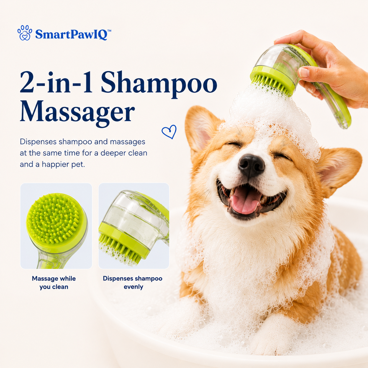 CalmPaw™ Smart Bath Brush | Spa-Grade at Home for Happy Dog