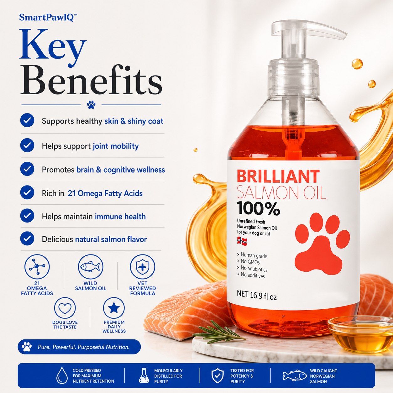 SmartPaw™ Wild Salmon Oil | Natural Advanced Omega BlendOil | 21 Omega Fatty Acids