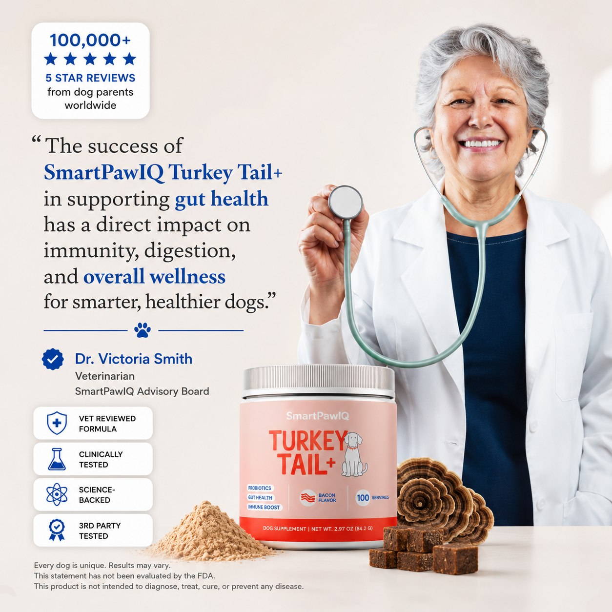 SmartPaw™ Turkey Tail | Probiotic For Gut Health and Smarter Dogs