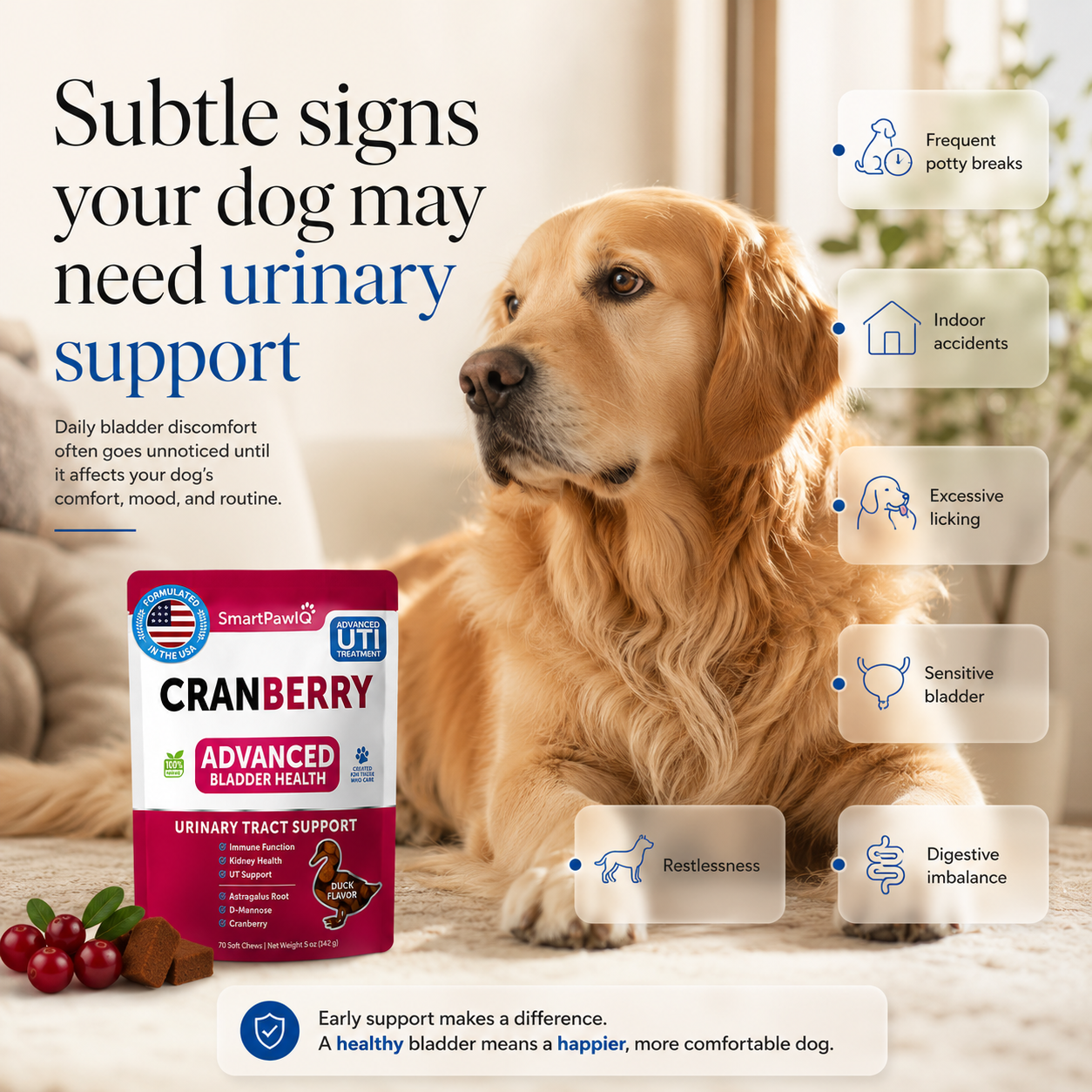 SmartPaw™ Cranberry Premium Care | Advanced Bladder & UTI Treatment