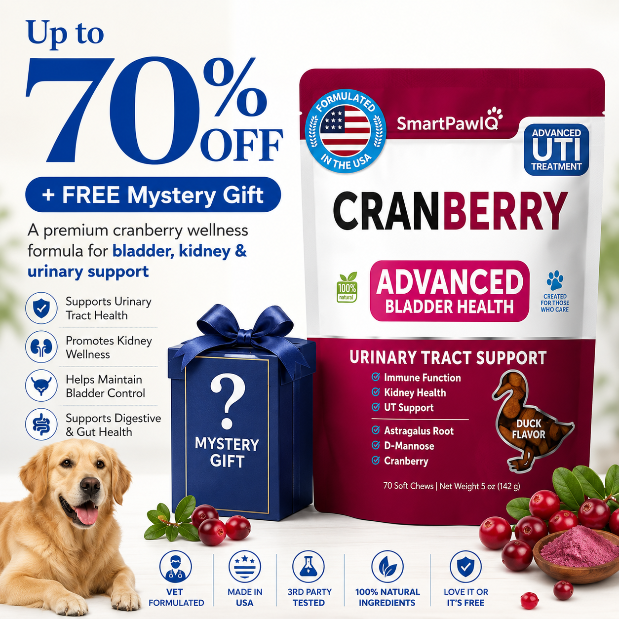 SmartPaw™ Cranberry Premium Care | Advanced Bladder & UTI Treatment