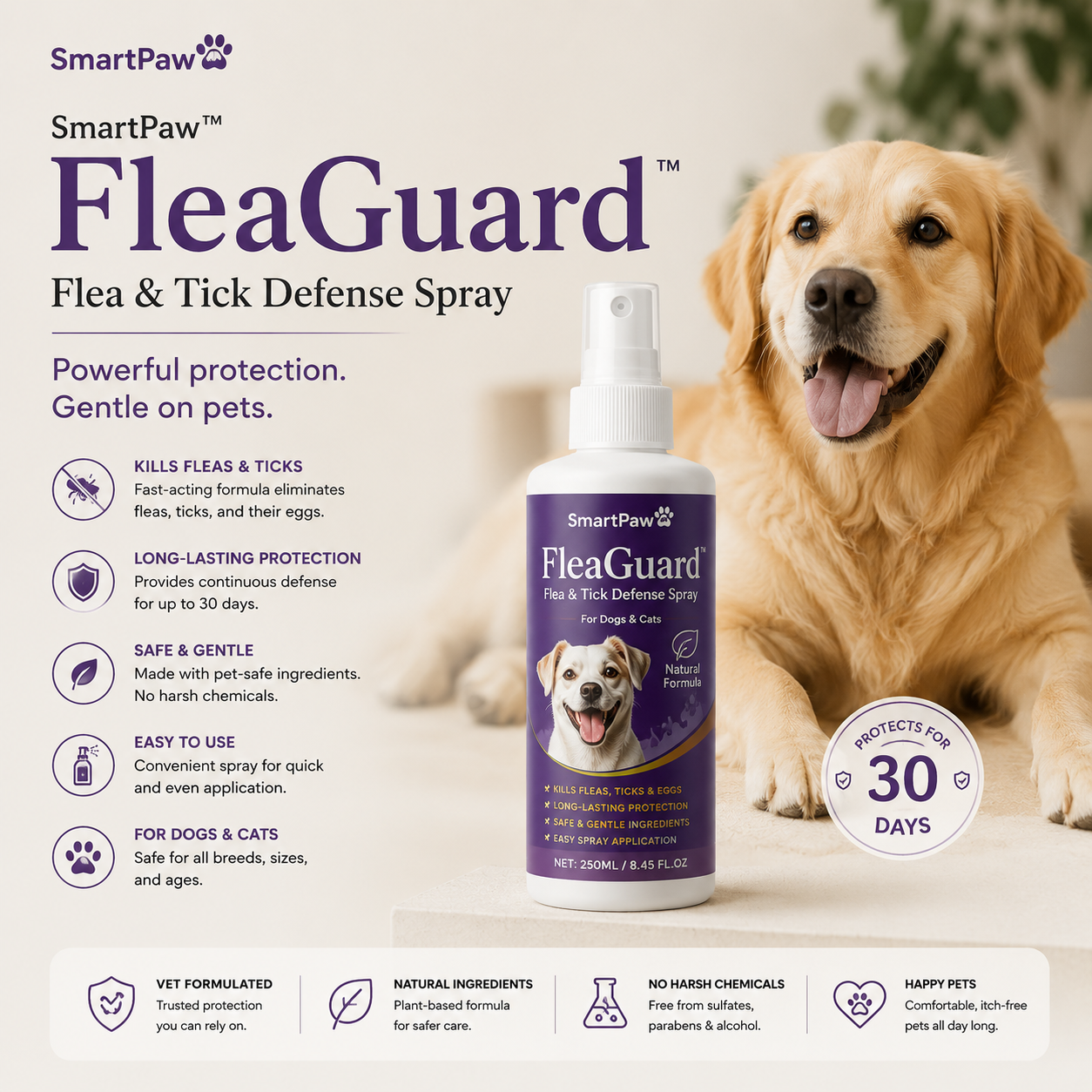 SmartPaw™ FleaGuard | Flea & Tick Defense Spray